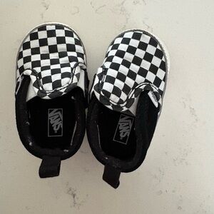 Baby Vans Checkered Slip-On Shoes - Black and White, size 3, so 6 months(ish)